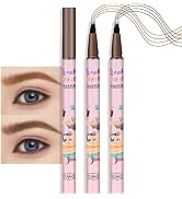 evpct SUAKE 2Pcs Medium Dark Brown Eyebrow Pen Pencils, 4 Tipped Precise Brow Pen with a Fiber Mi...