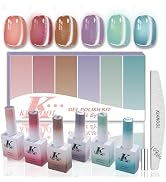 Cat Eye Gel Nail Polish Set, 6 Pcs Glitter Shimmer Cateye Gel with Magnet Soak Off UV LED Nail Ca...