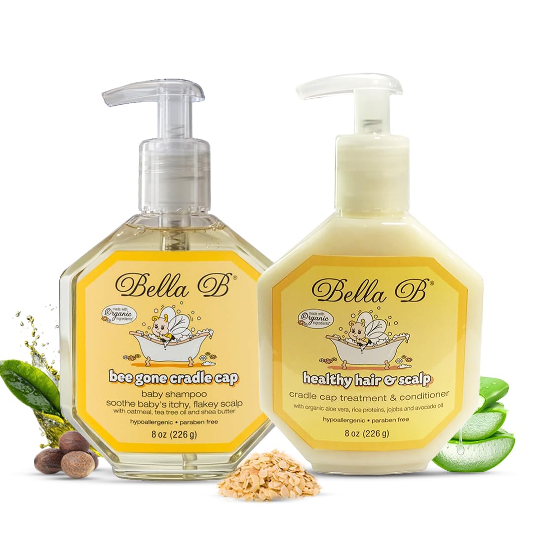 Bella B Cradle Cap Shampoo & Cradle Cap Scalp Treatment And Conditioner - Baby Shampoo And Conditioner - Cradle Cap Shampoo For Babies - Kid Shampoo - Dry Scalp Shampoo And Conditioner For Dry Scalp