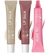 Butter Tinted Lip Balm-3 Colors Vanilla Beige Brown Pink Sugar Lip Gloss,Clear Jelly Yummy Tint L...