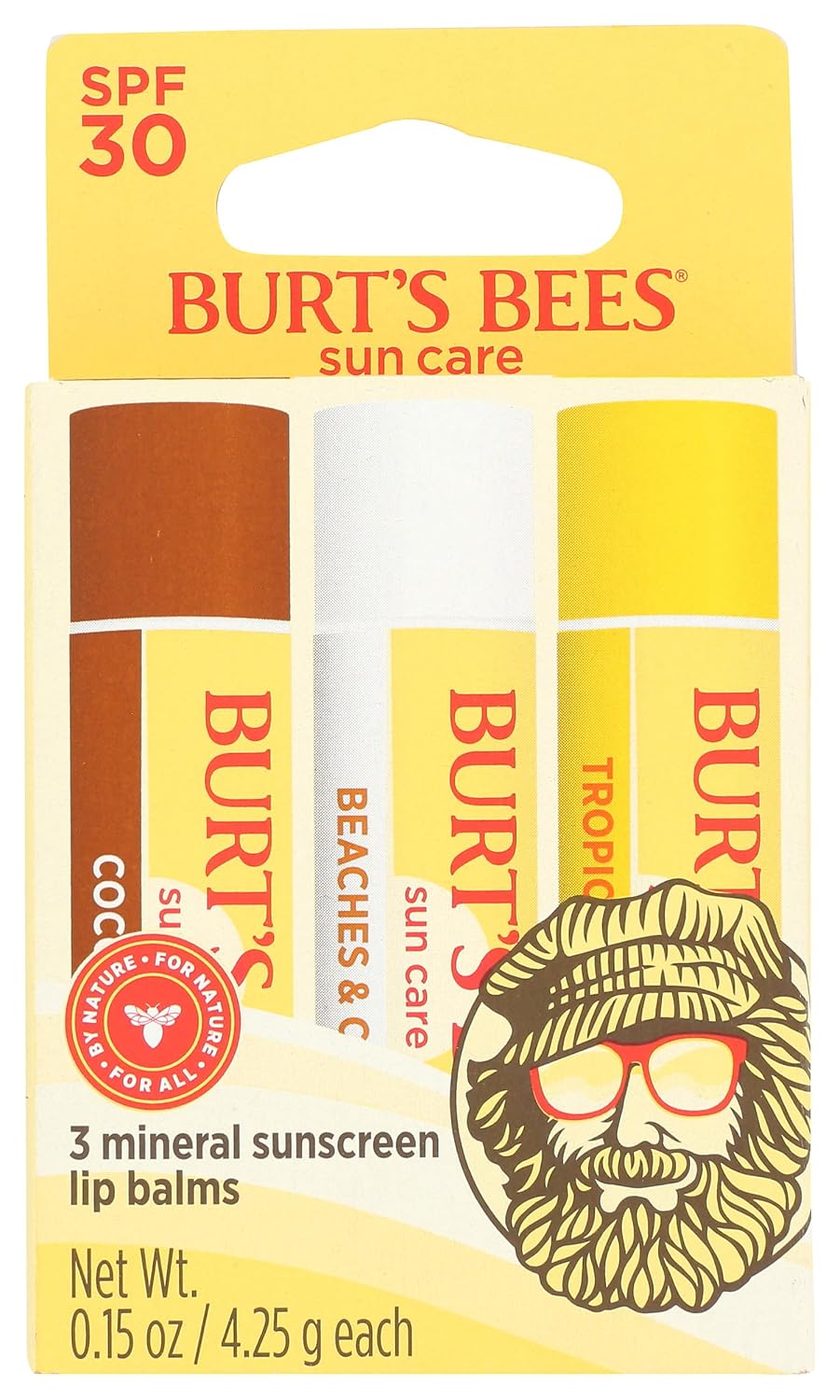 Burt’s Bees SPF 30 Lip Balm Mothers Day Gifts for Mom, Island Getaway - Coco Loco, Beaches & Cream, Tropic Like It's Hot, Water-Resistant Sun Care, Natural Conditioning Lip Treatment, 3 Tubes, 0.15 oz
