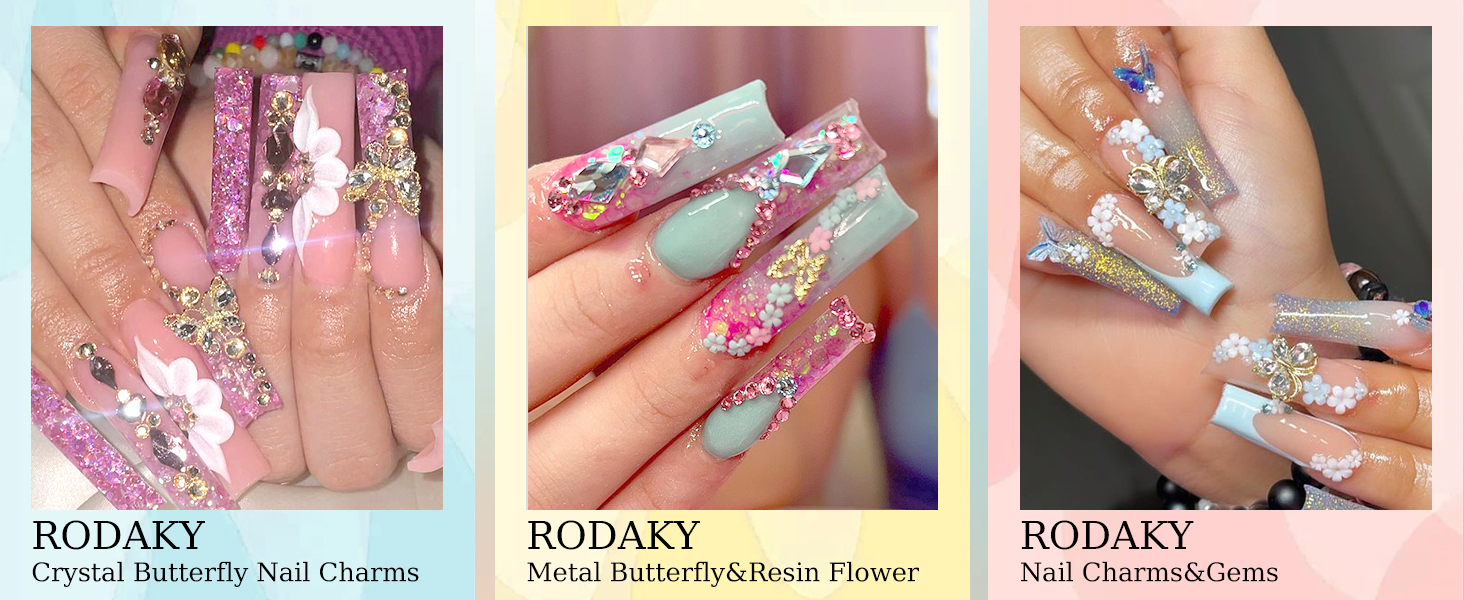 Nail Butterfly Charms Flower Nail Art Decoration