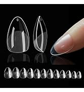 552Pcs Short Almond Nail Tips, Half Matte Clear Full Cover Soft Gel x Nail Almond Shaped Press On...