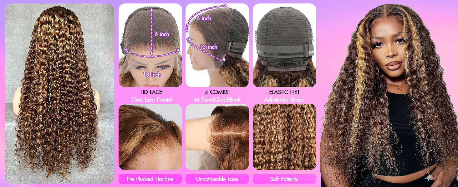 13x6 highlight ombre hd lace front wig human hair