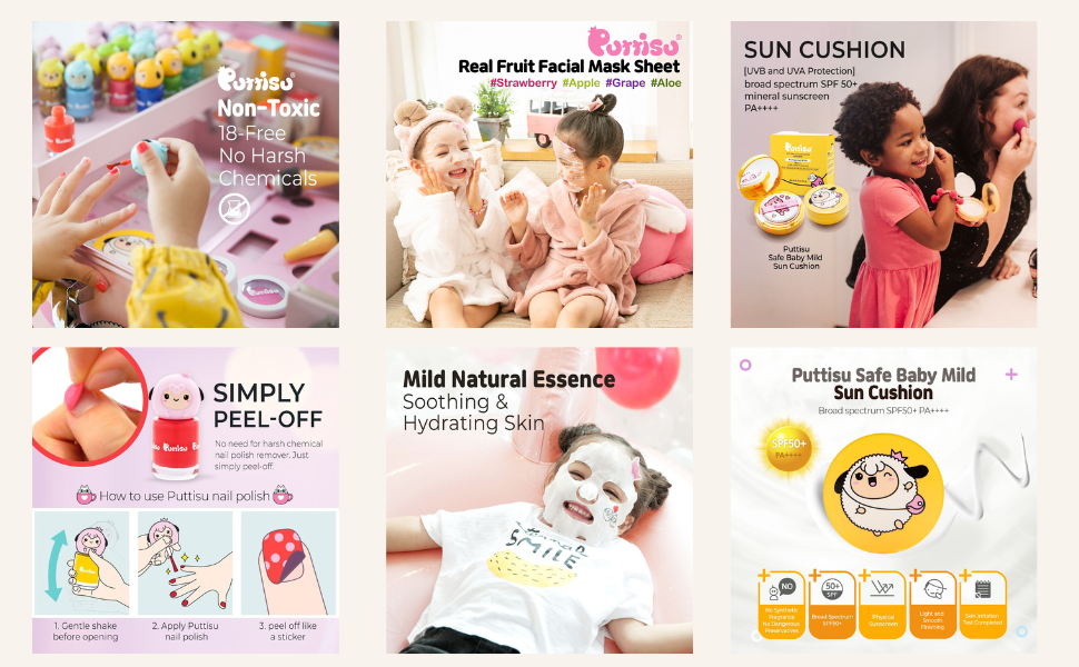 puttisu nail polish sun cushion facial mask sheets