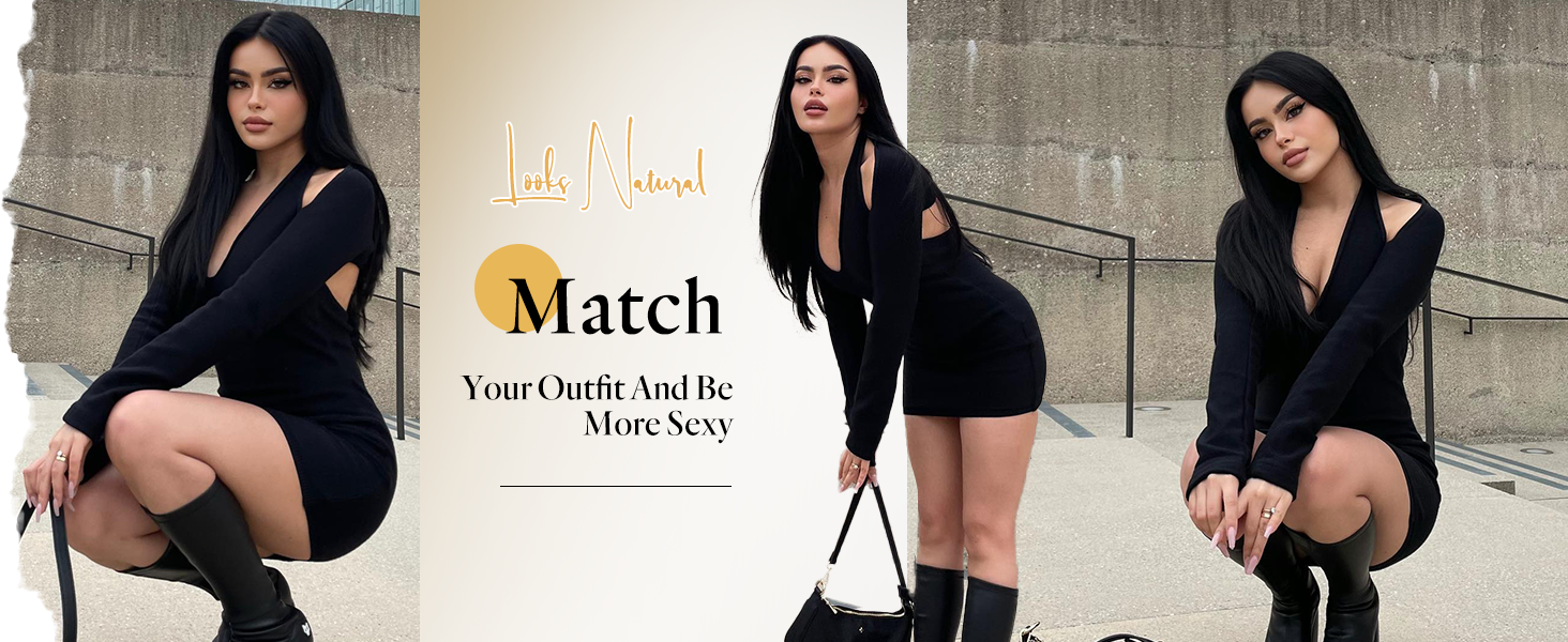 long straight black hair Designed for women of all ages
