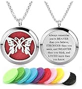 Aromatherapy Essential Oil Diffuser Necklace 316L Stainless Steel Locket Pendant with 24 Inch Chain