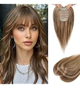 Flufymooz Real Human Hair Toppers for women, 10 Inch Clip in Bangs 100％ Human Hair Toppers for Th...