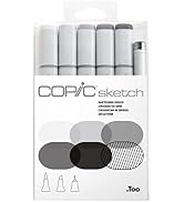 Copic Sketch Markers 5/Pkg W/Multiliner Pen, Sketching Grays