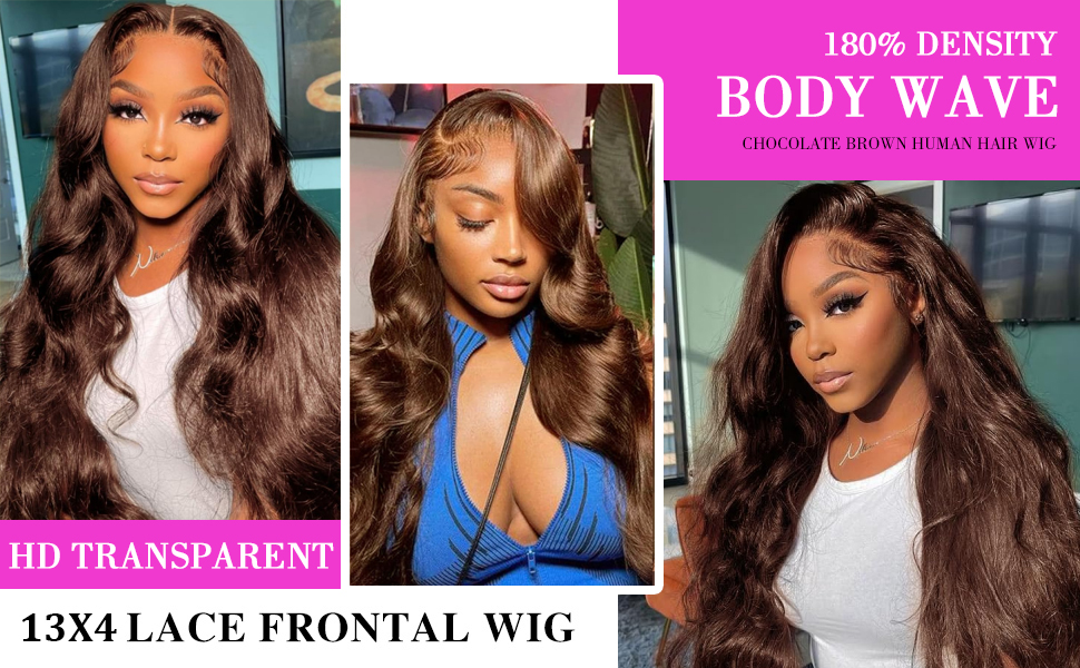 Body Wave Chocolate Brown Lace Front Wigs Human Hair