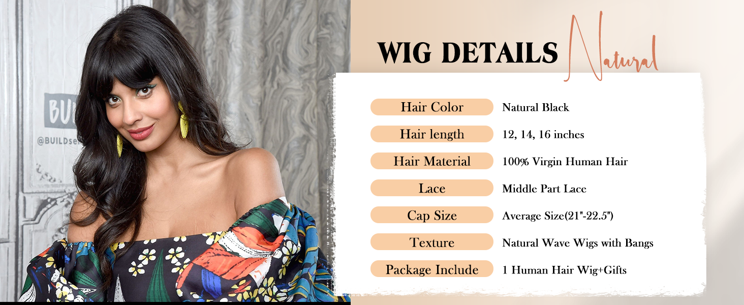 Human Hair Wig with Bangs