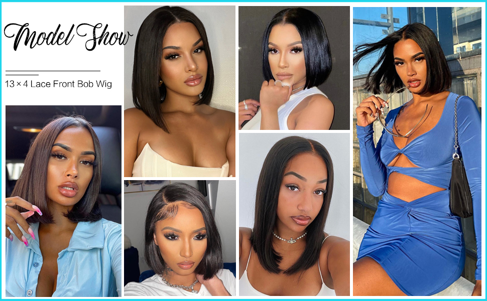 Straight bob wig human hair