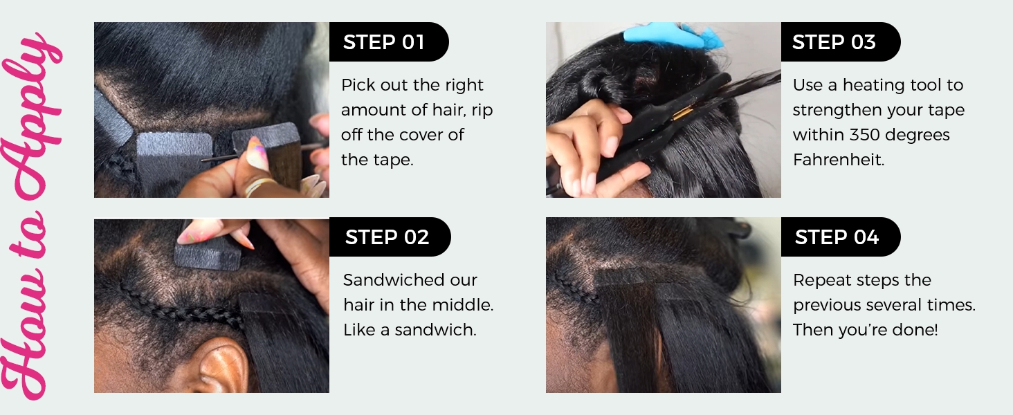real human hair extensions tape in