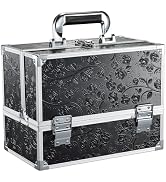 FRENESSA Makeup Train Case Makeup Box 11.8 Inch Large Makeup Case Organizer 3 Trays with Mirror L...