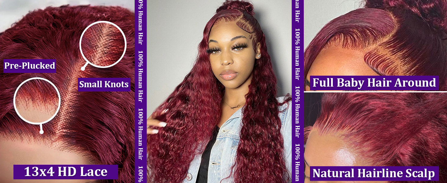 burgundy deep wave lace front wigs human hair 99j hd lace front wigs human hair burgundy curly wigs