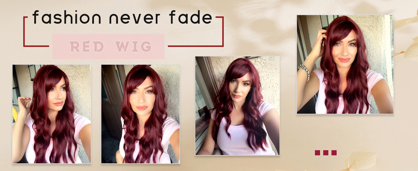 red wig with bangs