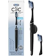 Oral-B Clic Toothbrush, Matte Black, with 1 Bonus Replacement Brush Head and Magnetic Toothbrush ...