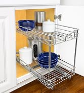 LYNK PROFESSIONAL Pull Out Cabinet Organizer Two Tier Slide Out Drawers for Kitchen Cabinets