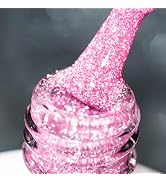 BURANO Pink Reflective Glitter Gel Nail Polish, UV LED 7.3ml Sparkle Nail Polish Holographic Glit...