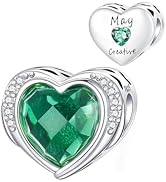 LUXILLA Angel Wing Birthstone Charm 925 Sterling Silver Cubic Zirconia Heart Charms fit for Brace...