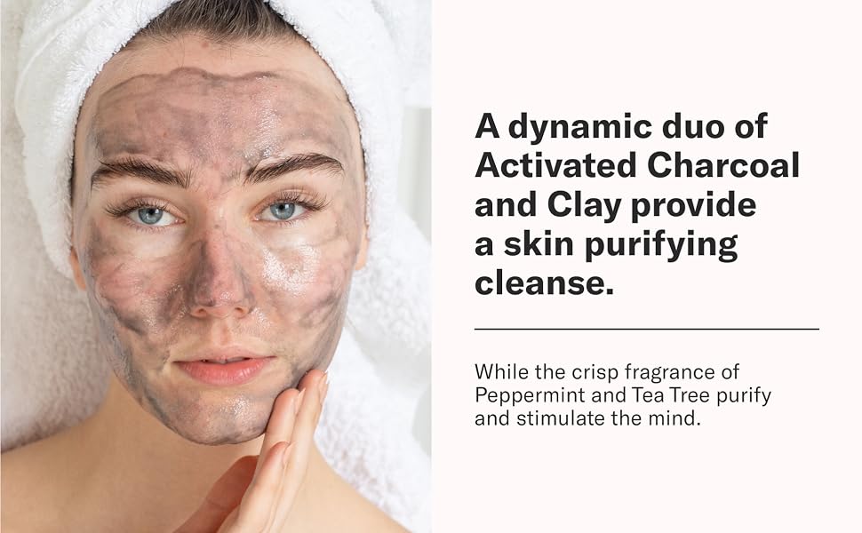 activated charcoal, clay, charcoal face cleanser, face cleanser, mint cleanser, tea tree oil