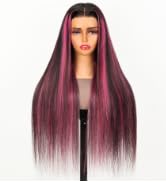 Megalady Beauty Highlight Lace Front Wig Human Hair 13x4 Ombre Lace Front Wig Human Hair 210% Den...