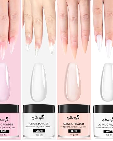 acrylic powder for false nail extension 4 colors clear white pink nude 30g 60g each