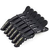 Full Shine Alligator Sectioning Hair Clips 6 Pcs Black Professional Hair Clips for Women Plastic ...