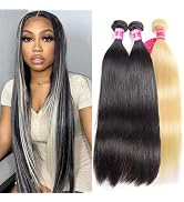 Black and 613 Blonde Mixed Straight Bundles Human Hair 20 22 24 Inch100% Unprocessed Quick Weave ...