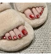 Artquee Red Cat Eye Press on Toenails for Women Short Fake Toe Nails with Adhesive Reusable Squar...