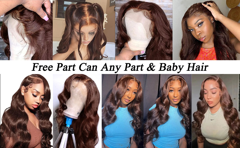 Chocolate Brown Human Hair wigs Body Wave lace front wig