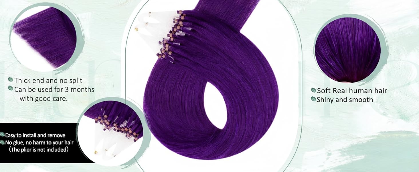 micro link hair extensions human hair purple hair extensions