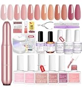 Saviland 8ml Builder Nail Gel Kit with Nail Drill - 6 Colors Builder Nail Gel in A Bottle Hard Ge...