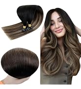 RUNATURE Balayage U Tip Human Hair Extensions Black Ombre to Brown Mix Caramel Blonde Hair U Tip ...