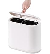 Cq acrylic 8L Slim Plastic Trash Can 2.1 Gallon Small Narrow Garbage Can with Press Top Lid,Dog P...