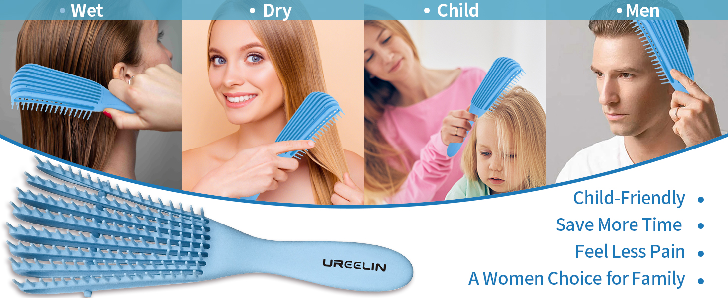 hair brush、detangler brush for 4c natural hair、curly hair brush detangler、8 row hair brush、hair comb