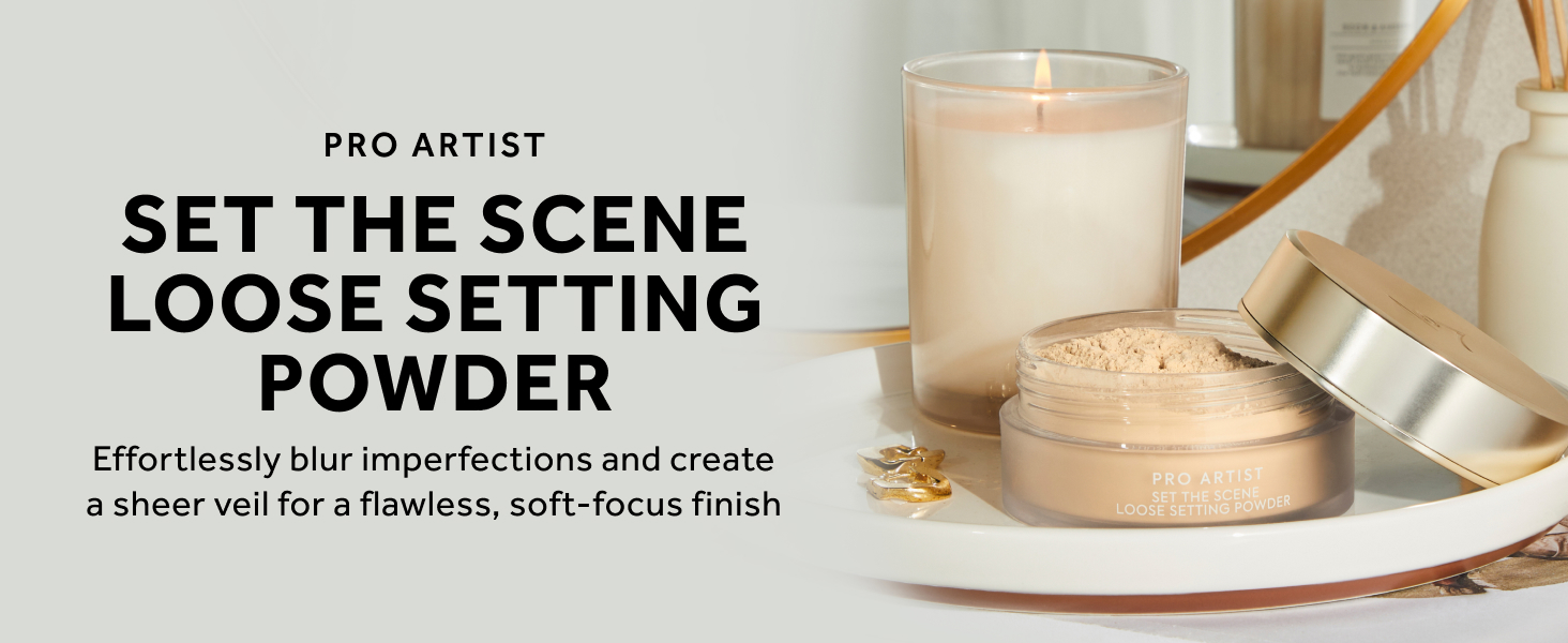 no7 pro artist set the scene loose setting powder, effortlessly blur imperfections