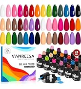 VANREESA 24 Pcs Gel Nail Polish Set, 21 Colors Gel Polish with Base Coat Glossy & Matte Top Coat ...