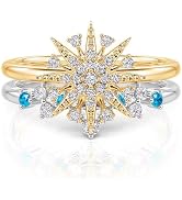 Jeulia Luna Astra Stackable Matching Ring Friendship Couples Promise Ring Band Moon Sun Rings Set...