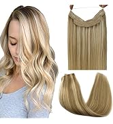 GOO GOO Hair Extensions Human Hair, Light Blonde Highlighted Golden Blonde Remy Human Hair Extens...