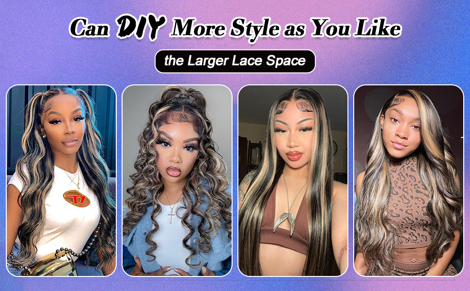 Highlighted Lace Front Gluless Wigs Human Hair for Black Women