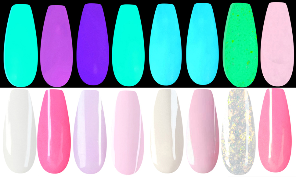glow in the dark acrylic nail powder colors