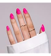 MelodySusie Press On Nails Short Oval Hot Pink, Long-lasting & Glossy Finish, Reusable with Glue ...
