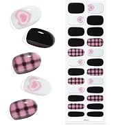 KING HORSE Semi Cured Gel Nail Stickers Long Lasting Semi-Cured Gel Nail Strips Waterproof Semicu...