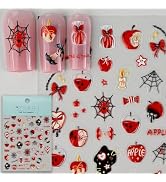 CESTSIREN Apple Nail Art Stickers, Red Nail Decals, Self-Adhesive, Nail Accessories & Supplies, D...