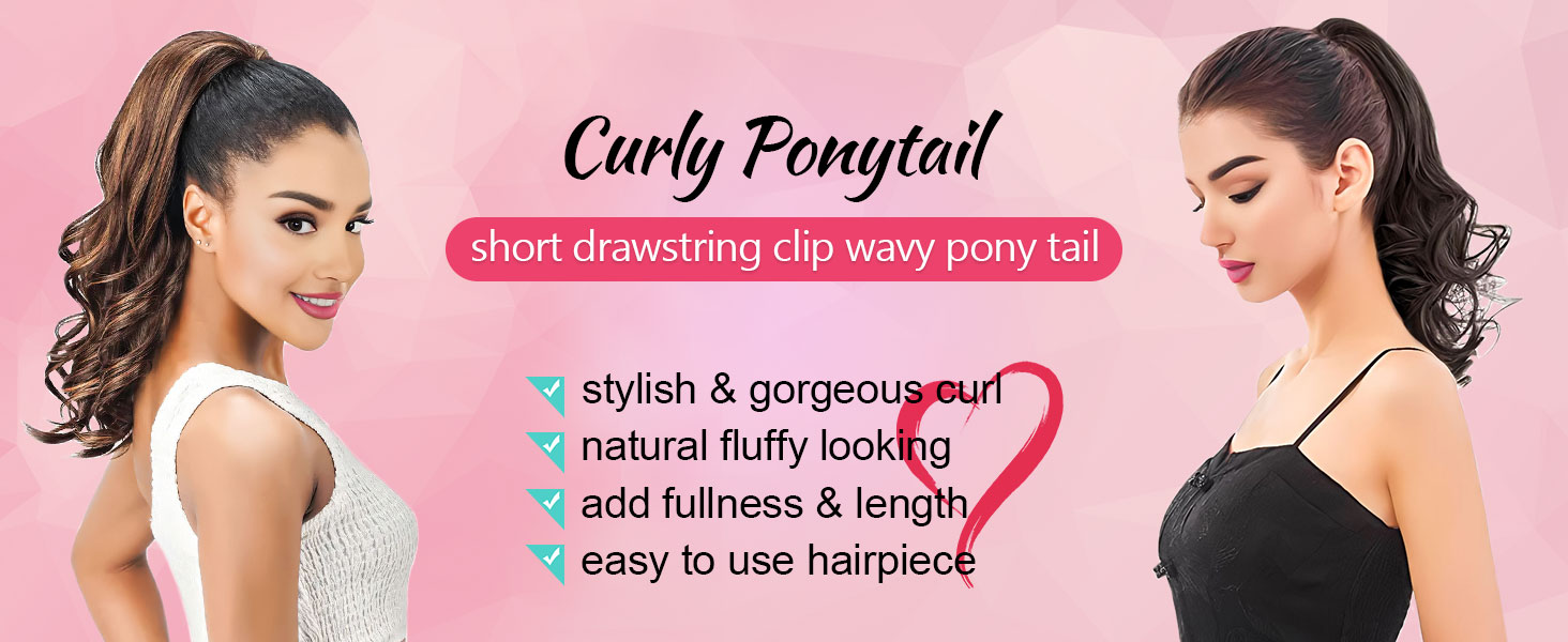 ponytail extension for black women curly ponytail hair extension short drawstring clip wavy ponytail