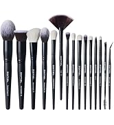 ZAMEL Professional Travel Goat Hair Makeup Brushes Set, 15Pcs Kabuki Face & Eye Makeup Brush set ...