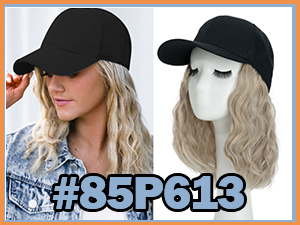 Adjustable Long Curly Hairpiece Replacement Wigs in Hat for Girls