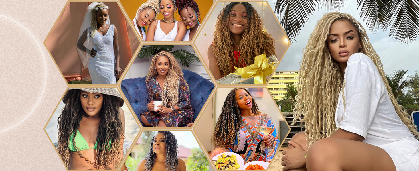New Goddess Locs Crochet Hair 8 Packs Wavy Faux Locs Synthetic Hair with Curls End
