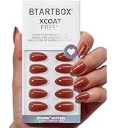 BTArtbox Press On Nails Short - Lamp-Curable Brown Almond Press On Nails with Glue for Women, Sem...